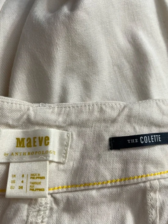 Anthropologie Maeve The Collette Linen Blend Wide Leg Pant In Ivory Cropped - Picture 8 of 13